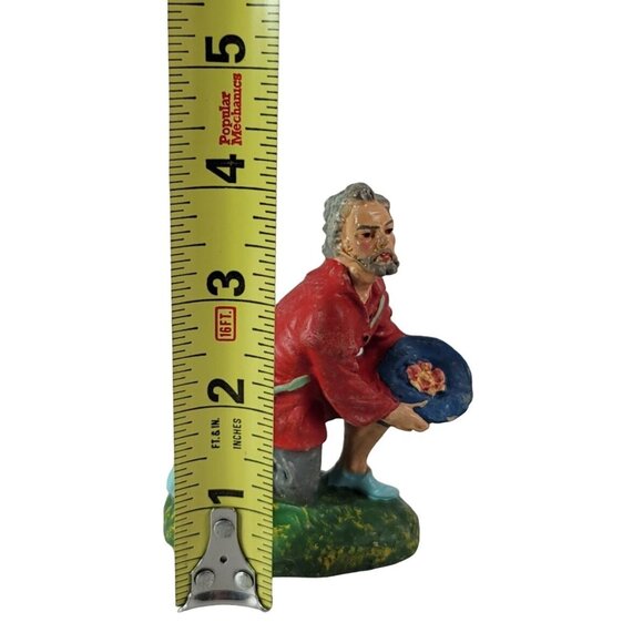 Christmas Nativity Beggar Kneeling Blind Man Hat 4" Paper Mache Hand Painted VTG - Picture 8 of 9